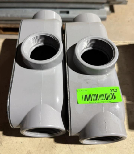 (2) PVC TYPE T CONDUIT BODIES &ndash; GRAY ELECTRICAL CONDUIT FITTINGS