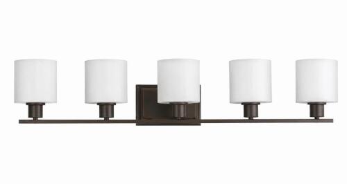 (1) 5-LIGHT ANTIQUE BRONZE VANITY LIGHT FIXTURE