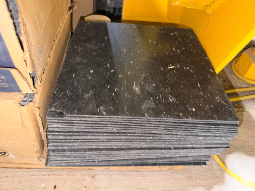 (3) ARMSTRONG STANDARD EXCELON COMMERCIAL VINYL COMPOSITION TILE LOT FEATURING CLASSIC BLACK COLOR WITH IMPERIAL TEXTURE AND LIGHT CONTRASTING FLECKS