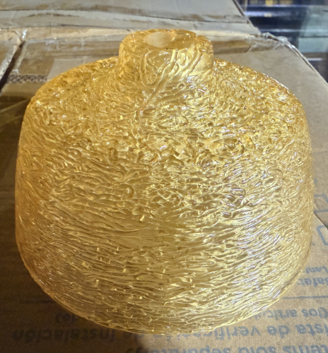 (2) BOXES OF ALICO COLLO PETITE PENDANT LIGHT WITH TEXTURED AMBER GLASS SHADE AND CHROME-FINISHED HARDWARE.