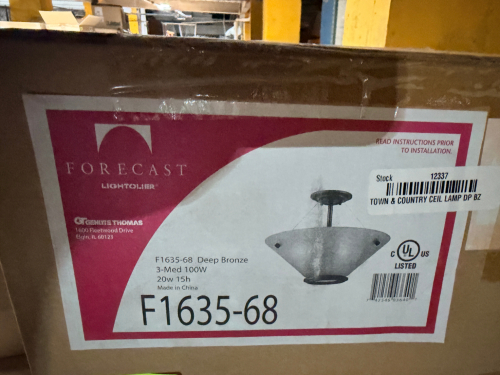 (2) SEMI-FLUSH CEILING LIGHT FIXTURE WITH DEEP BRONZE FINISH, THREE-LIGHT DESIGN, BOWL-SHAPED GLASS SHADE, AND DECORATIVE METAL SUPPORT DETAILS.