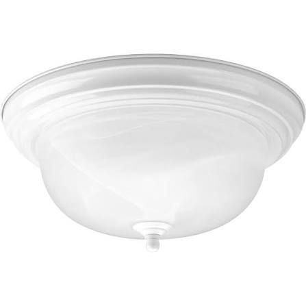 (4) WHITE FLUSH-MOUNT CEILING LIGHT FIXTURE WITH DECORATIVE GLASS SHADE AND ROUND CEILING-MOUNTED HOUSING.