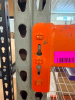 (3) 8' X 42" SECTIONS OF HEAVY-DUTY STEEL PALLET RACKING WITH ORANGE HORIZONTAL LOAD BEAMS, GREEN STEEL UPRIGHTS, AND WIRE DECKING. INCLUDES FOUR STORAGE LEVELS WITH REMOVABLE STEEL WIRE DECK PANELS - 5