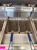ATOSA FLOOR-MODEL PROPANE DEEP FRYER WITH STAINLESS STEEL EXTERIOR, DUAL FRY BASKETS, TUBE-TYPE BURNER SYSTEM, FRONT DRAIN VALVE, AND INTEGRATED SPLASH/BACKGUARD. - 2