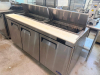 ATOSA THREE-DOOR REFRIGERATED SALAD PREP TABLE WITH STAINLESS STEEL EXTERIOR AND INTERIOR, FULL-LENGTH POLY CUTTING BOARD, DUAL HINGED STAINLESS STEEL PAN COVERS, THREE SOLID DOORS WITH RECESSED HANDLES, AND ADJUSTABLE WIRE SHELVING. - 3