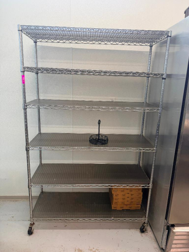 48" X 18" SIX TIER WIRE SHELF ( ON CASTERS )