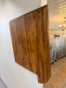 20' CUSTOM SOLID WOOD BUTCHER BLOCK COUNTERTOP SYSTEM WITH MULTIPLE CONNECTED SECTIONS, ROUNDED END SECTIONS, AND WALL-MOUNTED WOOD SUPPORT BRACKETS. COUNTERTOP FEATURES LAMINATED SOLID WOOD CONSTRUCTION WITH STAINED AND SEALED FINISH. INCLUDES MATCHING D - 3