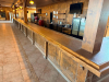 60'X 14' " U " SHAPED CUSTOM-BUILT U-SHAPED COMMERCIAL BAR WITH RUSTIC WOOD CONSTRUCTION, RAISED BAR TOP, LOWER WORK COUNTERS, EXTENSIVE BASE CABINETRY, DRAWERS, STORAGE COMPARTMENTS, DECORATIVE WOOD PANELS, HEAVY TIMBER POSTS, OVERHEAD WOOD BEAM/CANOPY S - 4