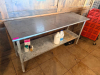 72" W X 24" COMMERCIAL STAINLESS STEEL WORK TABLE WITH HEAVY-GAUGE STAINLESS STEEL TOP, GALVANIZED UNDERSHELF AND TUBULAR LEGS. OPEN BASE DESIGN WITH FULL-LENGTH LOWER STORAGE SHELF. - 2