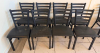 (8) METAL LADDER BACK CHAIRS W/ BLACK VINYL SEAT CUSHIONS