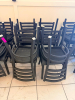 (8) METAL LADDER BACK CHAIRS W/ BLACK VINYL SEAT CUSHIONS - 2
