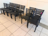 (12) METAL LADDER BACK CHAIRS W/ BLACK VINYL SEAT CUSHIONS