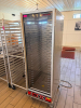 COMMERCIAL FULL-SIZE HEATED PROOFING CABINET WITH STAINLESS STEEL CONSTRUCTION, CLEAR FULL-LENGTH FRONT DOOR, MULTIPLE INTERIOR PAN/RACK SLIDES, DIGITAL TEMPERATURE DISPLAY, ADJUSTABLE HEAT AND HUMIDITY CONTROLS, BLOWER, AND MOBILE CASTER BASE. - 2