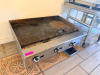 COOKRITE 36" COUNTERTOP PROPANE GRIDDLE WITH HEAVY-DUTY STEEL GRIDDLE PLATE, STAINLESS STEEL BODY, THREE INDEPENDENT BURNER CONTROLS, REAR AND SIDE SPLASH GUARDS, AND REMOVABLE FRONT GREASE COLLECTION PAN. - 2