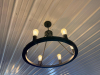(2) ROUND BLACK METAL RING CHANDELIER WITH (6) EXPOSED EDISON-STYLE BULBS, CIRCULAR FRAME, AND THREE-POINT SUSPENSION SUPPORT. - 2