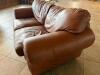 (1) BROWN LEATHER 2-SEAT LOVESEAT - 2
