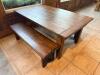(1) RUSTIC WOOD DINING TABLE WITH BENCHES