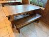 (1) RUSTIC WOOD DINING TABLE WITH BENCHES - 2