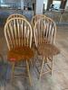 (4) WOOD WINDSOR-STYLE BAR CHAIRS