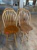 (4) WOOD WINDSOR-STYLE BAR CHAIRS