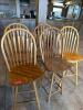 (4) WOOD WINDSOR-STYLE BAR CHAIRS