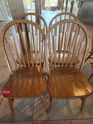 (4) WOOD WINDSOR-STYLE BAR CHAIRS