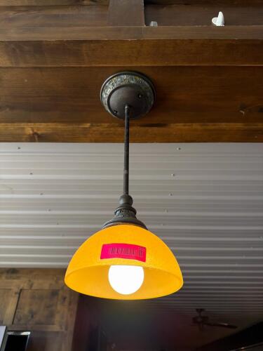 (5) DOUBLE-LIGHT WALL SCONCES WITH AMBER GLASS SHADES