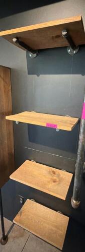 (4) INDUSTRIAL-STYLE WOOD WALL-MOUNT SHELVES WITH PIPE BRACKETS