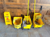 (3) MOP BUCKETS, (2) MOPS, AND WET FLOOR SIGNS