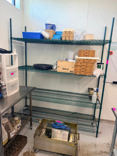 60" X 24" FIVE TIER COATED WIRE SHELF.
