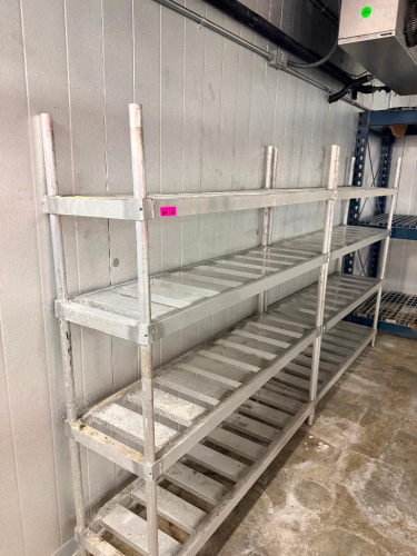 (2) 4 TIER ALUMINUM SHELVING UNITS