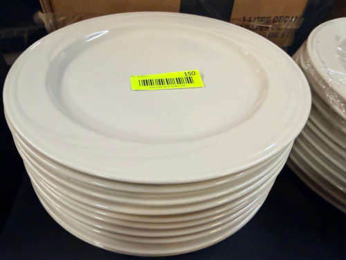 (10) 10.5" WHITE CHINA PLATES.