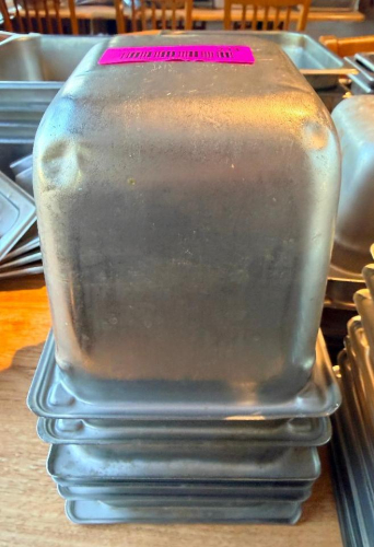(6) 1/6TH SIZE STAINLESS INSERTS.