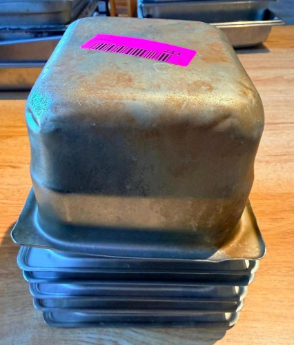 (5) 1/6TH SIZE STAINLESS INSERTS.
