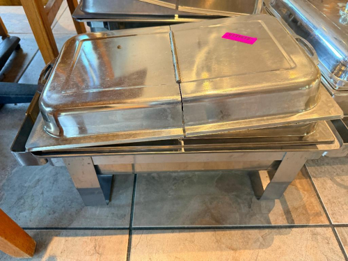 FULL SIZE STAINLESS CHAFFER SET.