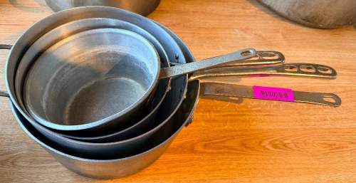 (4) ASSORTED SAUCE POTS.