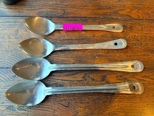 (4) STAINLESS SERVING SPOONS