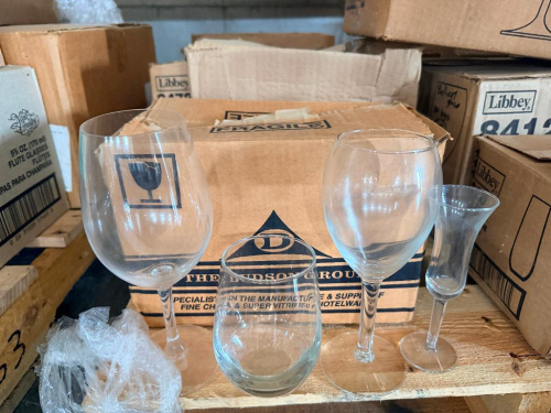 (1) PALLET OF ASSORTED PARTIAL / OPEN CASE OF GLASS WARE.