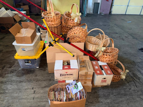 (1) LARGE LOT OF MISC. - ASSORTED PARTY SUPPLIES, HOUSEHOLD ITEMS, STORAGE TOTES, PLASTIC BINS, BOXED SUPPLIES, CUP LIDS, LINENS, DECORATIONS, AND MISCELLANEOUS CONTENTS.