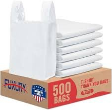 (1) STACK OF (500) WHITE MERCHANDISE BAGS