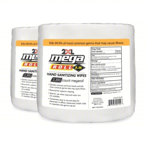 (2) BAGS MEGAROLL HAND SANITIZER WIPES