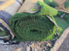 (7) ASSORTED ROLLS OF 7.5' W X 40' L ARTIFICIAL TURF / ASTROTURF WITH GREEN SYNTHETIC GRASS SURFACE AND WOVEN BACKING. TURF IS ROLLED FOR STORAGE AND SHOWS VISIBLE DIRT, WEAR, FRAYING, AND RESIDUE CONSISTENT WITH PREVIOUS INSTALLATION AND REMOVAL. - 2