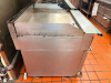 VULCAN COMMERCIAL NATURAL GAS GRIDDLE WITH STANDARD OVEN BASE, HEAVY-DUTY STEEL COOKING SURFACE WITH INTEGRATED RIBBED CHAR-GRILL SECTION, THREE FRONT BURNER CONTROLS, STAINLESS STEEL EXTERIOR, BACKSPLASH, AND CASTERS. - 3