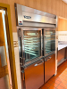 MCCALL COMMERCIAL TWO-SECTION REACH-IN REFRIGERATOR WITH STAINLESS STEEL EXTERIOR, FOUR-DOOR CONFIGURATION WITH TWO GLASS UPPER DOORS AND TWO SOLID LOWER DOORS, INTERIOR PAN/TRAY SLIDES, WIRE SHELVING, TOP-MOUNT REFRIGERATION SYSTEM, DIGITAL TEMPERATURE D - 3