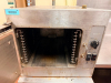 CLEVELAND STEAMCRAFT COMMERCIAL COUNTERTOP STEAMER WITH STAINLESS STEEL CABINET, FRONT-HINGED DOOR, MULTIPLE INTERIOR PAN RACK POSITIONS, MANUAL/TIMED CONTROLS, AND STAINLESS STEEL EQUIPMENT STAND WITH LOWER SHELF. - 4