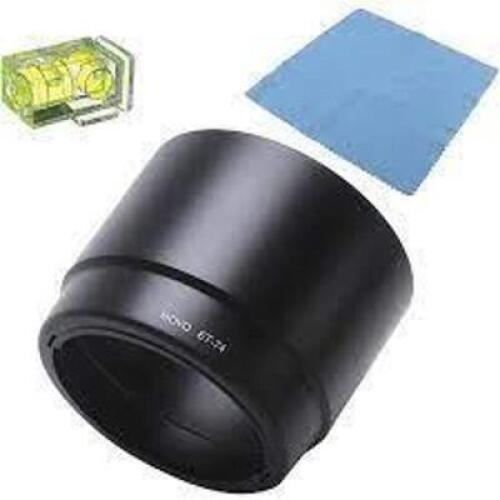 DESCRIPTION: (6) LENS HOOD WITH 2X SPIRIT LEVEL AND CLOTH BRAND/MODEL: MOVO PHOTO #ET-74 INFORMATION: FOR CANON EF 70-200MM F/4 L AND 70-200MM F/4 L I