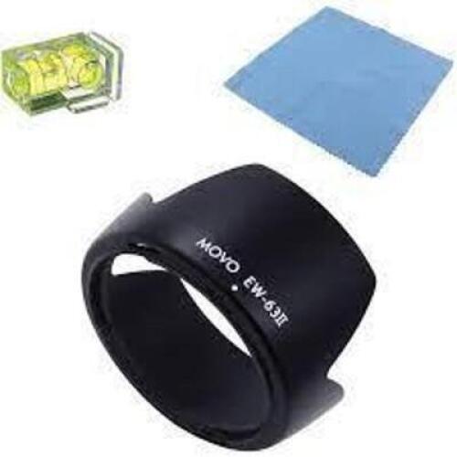 DESCRIPTION: (6) LENS HOOD WITH 2X SPIRIT LEVEL AND CLOTH BRAND/MODEL: MOVO PHOTO #EW-63II INFORMATION: FOR CANON EF 28MM F/1.8, 28-105MM F/3.5-4.5 &