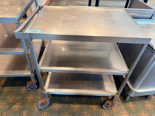 26" X 18" THREE TIER STAINLESS UTILITY CART.