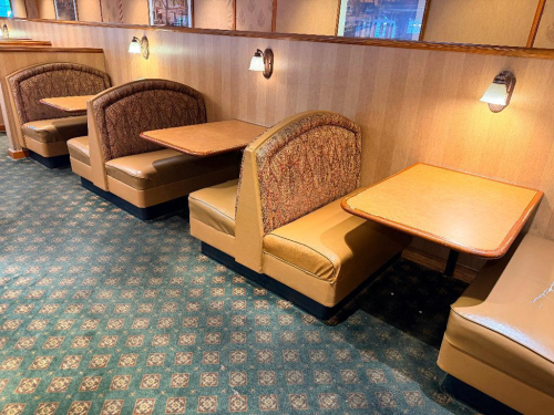 (3) SECTION 45" BOOTH SEATING SECTION W/ (2) DOUBLES AND (2) END CAPS.