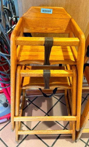 (2) WOODEN HIGH CHAIRS